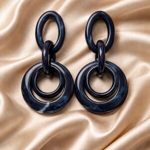 VTG Navy Blue Hoop Earrings